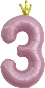 40" Цифра "3" Розовая, Золотая корона / Китай 131193
