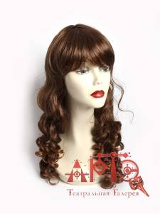 Парик удлиненный с челкой и кудрями (шатен) 120085
