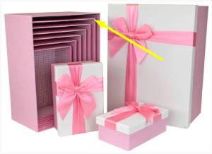 Коробка 28*21*12.3 Атласный бант, Рогожка /SY604-6710