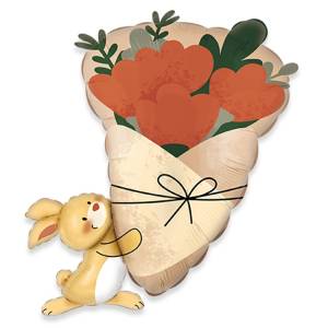 26" Зайка с букетом цветов / Китай 1207-6661