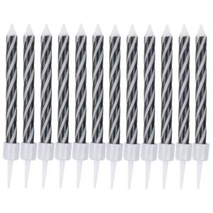 Свечи Спирали с подст. Черные 6 см 12 шт / 1502-6789