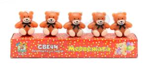 Свечи д/торта на пиках "Медвежата" 5 шт.