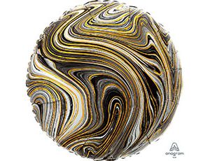 Шар 19" Круг Мрамор Black (Анаграм)/1204-1035