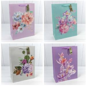 Пакет подарочный 32*45*15 см. "Цветы Акварель" (микс) / 000197А