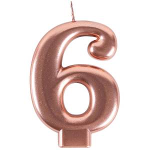 Свеча-цифра "6" Розовое золото 8 см / 1502-6120
