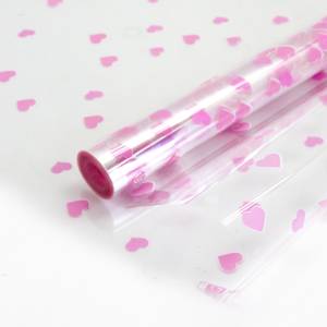 Пленка упаков. Сердечки Розовый 70 см*8 м / 73104