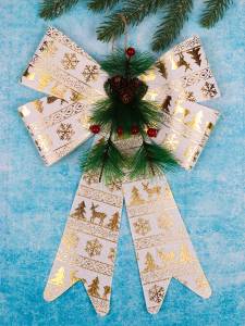 Бант елочный Золото 27 см/ НУ-2108