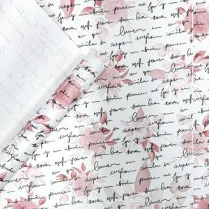 Бумага упак. крафт "Розы письмо" 72 см*10 м.малиновый/графит на белом