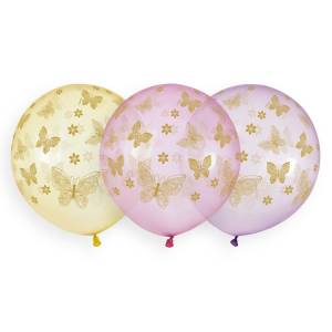 Бабочки золотые, кристалл 18" (25 шт.) /1103-2147 