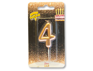 Свеча -цифра "4" Розовое золото 4,5 см/1502-3004