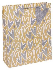 Пакет подарочный M/ППК-1796 18*23*8 см с матов. ламинацией и глиттером