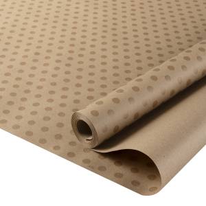 Крафт-бумага Горох, коричневый/золото 0,7*14 м./ 19610/1