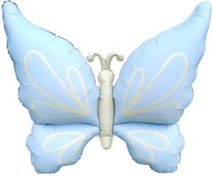 37" Нежная бабочка, голубой сатин / Китай 27256