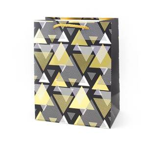 Пакет Треугольники на черном тиснение фольгой 18*23*10см. / 1949-M