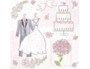 Салфетки бумажные "Свадьба Romantik" 33 см 16 шт.