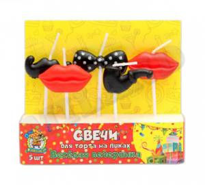 Свечи д/торта на пиках "Веселая вечеринка" 5 шт.