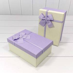 Коробка 21*14*8 см "Полосатый бант" сиреневая