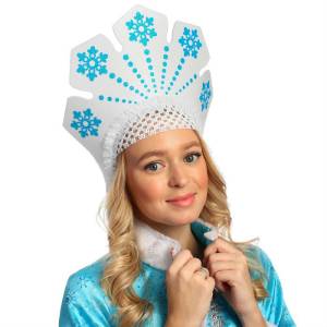 Кокошник "Вьюга" с голубыми снежинками / 3613307