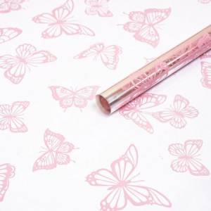 Пленка прозрачная "Бабочки" нежно-розовый  70 см., 200 гр./ 88003140
