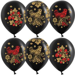 12" Хохлома, черный пастель (Китай)/ 25 шт  613031