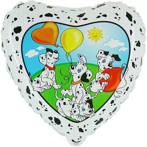 18" НВ Далматины с шариками белый (Flexmetal)