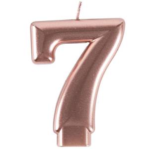 Свеча-цифра "7" Розовое золото 8 см / 1502-6121