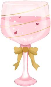 35" Бокал розовый, Золотой бант / Китай 27478