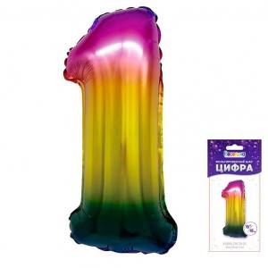 Цифра "1" Радуга 16"/ Китай