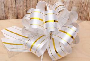 Бант шар БЛ-8007 / 5 см. Белый Золотые Линии