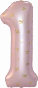 34" Цифра "1" Золотые короны, розовая / Китай 131281