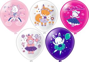 12" Шарики для девочки! 5 дизайнов / 100 шт (Тайланд) / ч44342