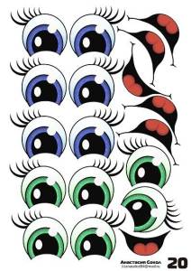 Наклейки "Глаза Рты №20"(6 комплектов на листе)/1960-20