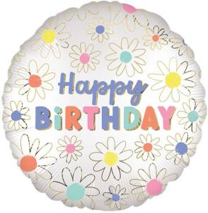 18" Круг, С Днем Рождения (ромашки) / Китай 24837