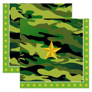 Салфетки "Звездный Камуфляж" темно-зеленый 33*33 см. 20 шт. / 6231456