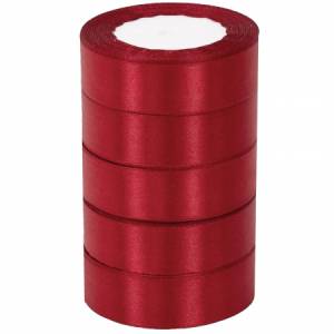 Лента атлас бордовая 25 мм*22,85 м в уп. (5 шт.) / 4886610