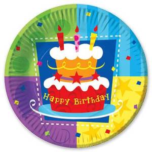 Тарелки  "Торт Birthday" 17 см. 6 шт.