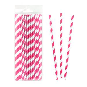 Трубочка д/кокт бум. "Полоски Фуксия" 25 шт.