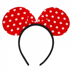 Ободок с ушками красный в белый горох 603171