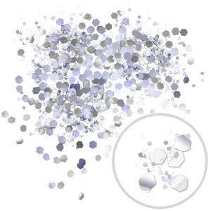 Глиттер "Блестки Микс" лазерный серебряный 2,5 и 1  мм/100 г (Китай) 171288