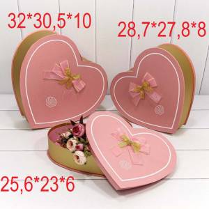 Коробка Сердце 32*30,5*10 Золото/Розовый
