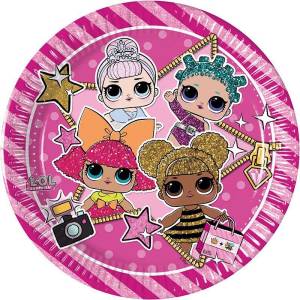 Тарелка "Куклы ЛОЛ" металлик 20 см. 8 шт.