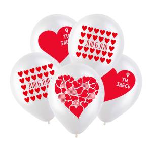 12" Воздушные сердца, кристалл ассорти (Китай) /412616