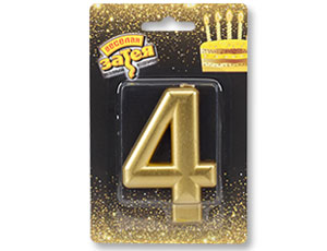 Свеча-цифра "4" Золотая 8см / 1502-2837