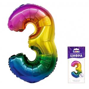 Цифра "3" Радуга 16"/ Китай