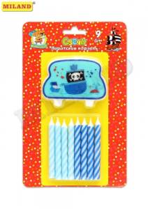 Свеча табличка "Пиратский стиль"+ свечи джамбо 8 шт.