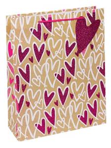 Пакет подарочный M/ППК-1795 18*23*8 см с матов. ламинацией и глиттером