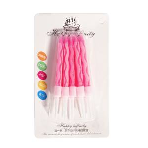 Свечи д/торта "Неон" Розовый 8 см, 10 шт./9391-AL