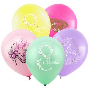 12" С 8 марта! Нежность, пастель ассорти / Китай 412523