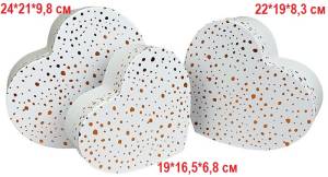 Коробка 22*19*8,3 см. Сердце "Золотые капли" Белый/ S3366-417