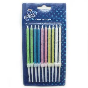 Свечи Яркие искры, ассорти, 9,5см 10шт 127033